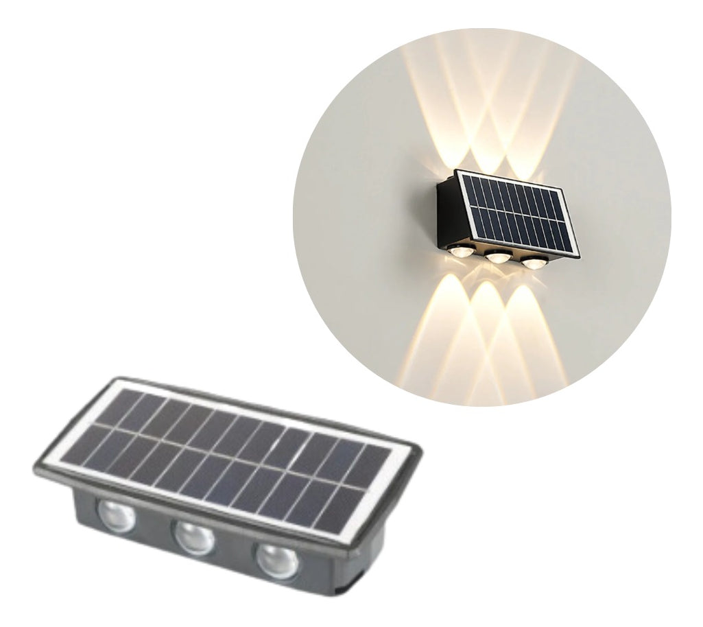 Apliqué Solar Bidireccional Impermeable 6leds Luz Calido