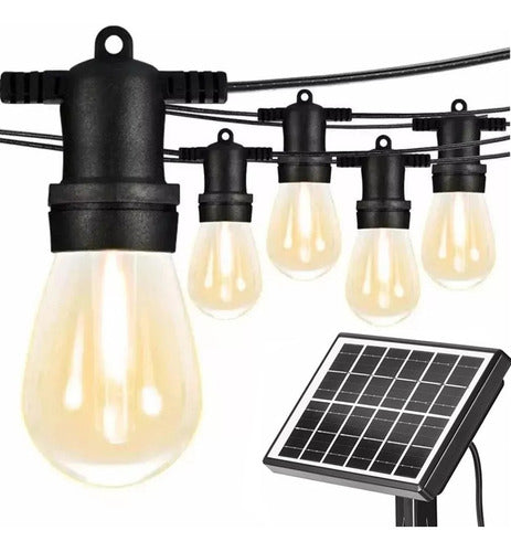Guirnalda Led 5 Metros Panel Solar Con 10 Ampolletas Led