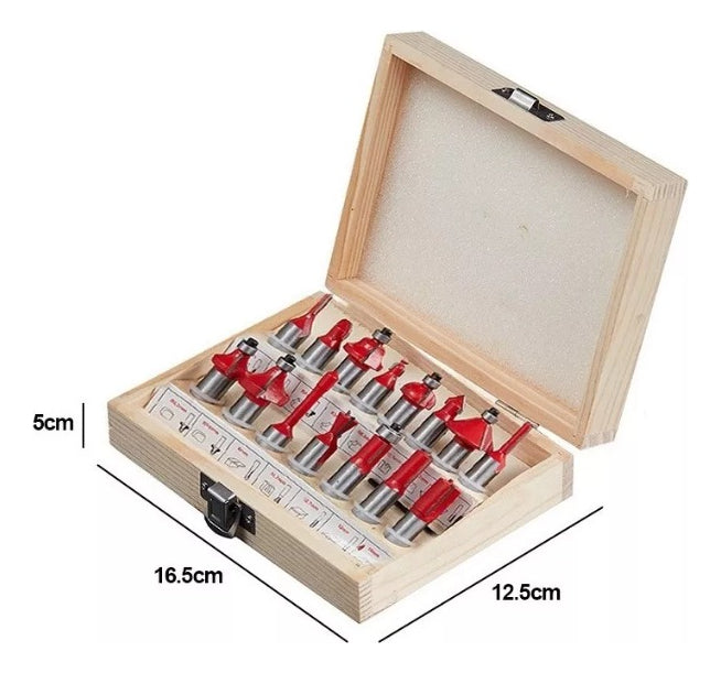 Set 15 Fresas Madera Toma 1/4 6.35mm - Router Tupi Fresadora