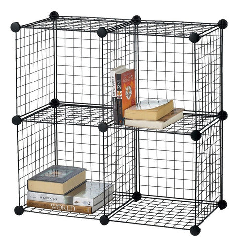 Armario Organizador Metálico Negro 4 Cubos