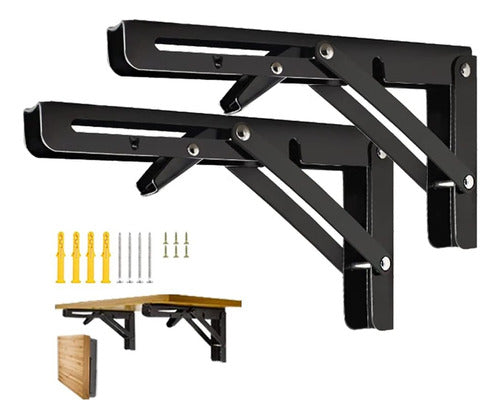 2 Bisagras Escuadra Soporte Estante Repisa Plegable 20cm