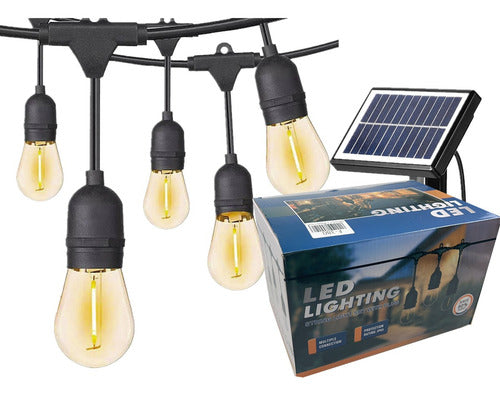 Guirnalda Led 10 Metros Panel Solar Con 10 Ampolletas Led