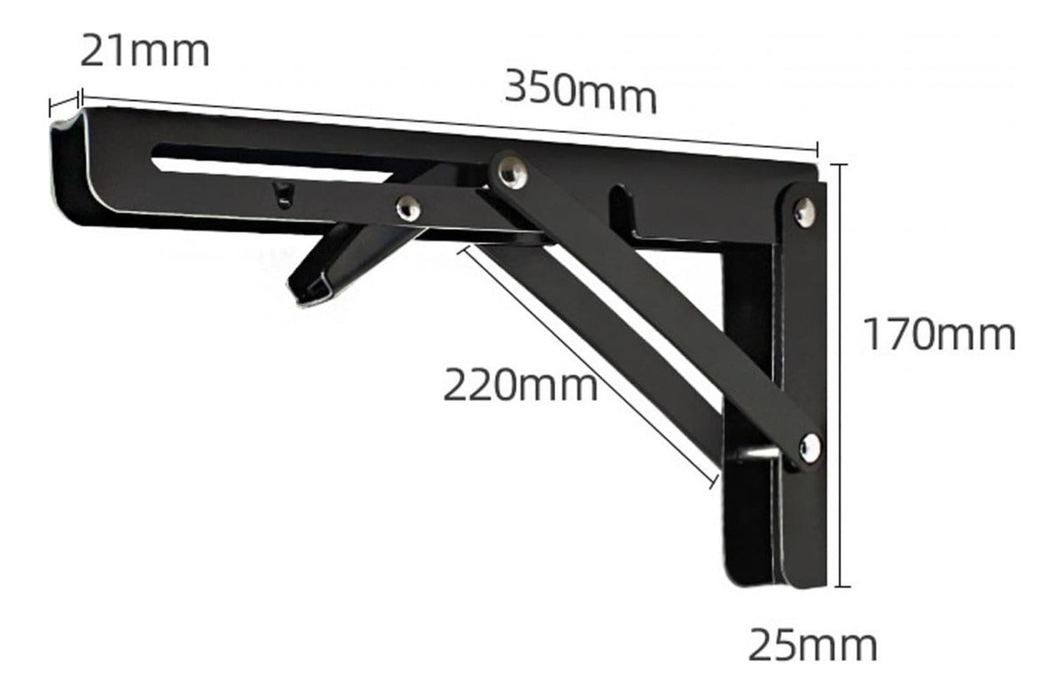2 Bisagras Escuadra Soporte Estante Repisa Plegable 35cm