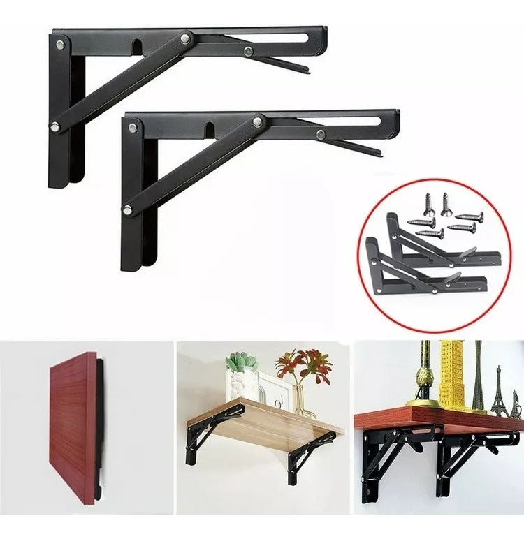 2 Bisagras Escuadra Soporte Estante Repisa Plegable 20cm