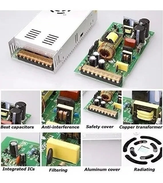Fuente De Poder 12v 30a 360w Cintas Led Cámaras Switching
