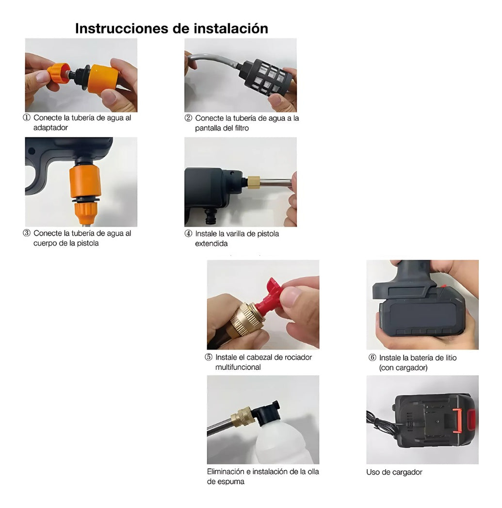 Pistola Lavado Hidro Lavadora Inalámbrica Alta Presión 48vf
