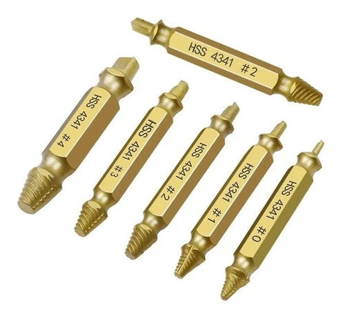 Kit 6 Extractor Remover Tornillos Pernos Rotos Rodados/j057