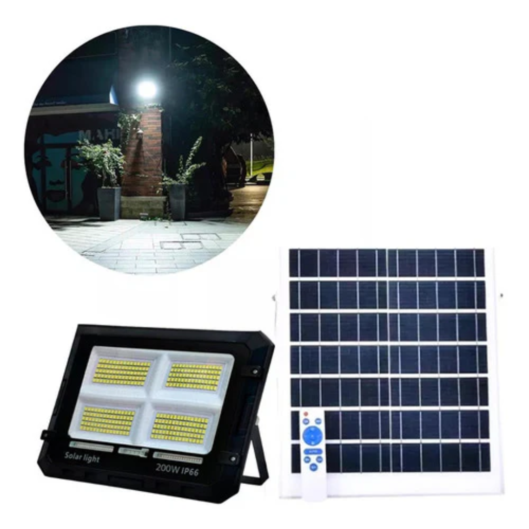 200W 户外太阳能聚光灯 + 太阳能电池板和遥控器