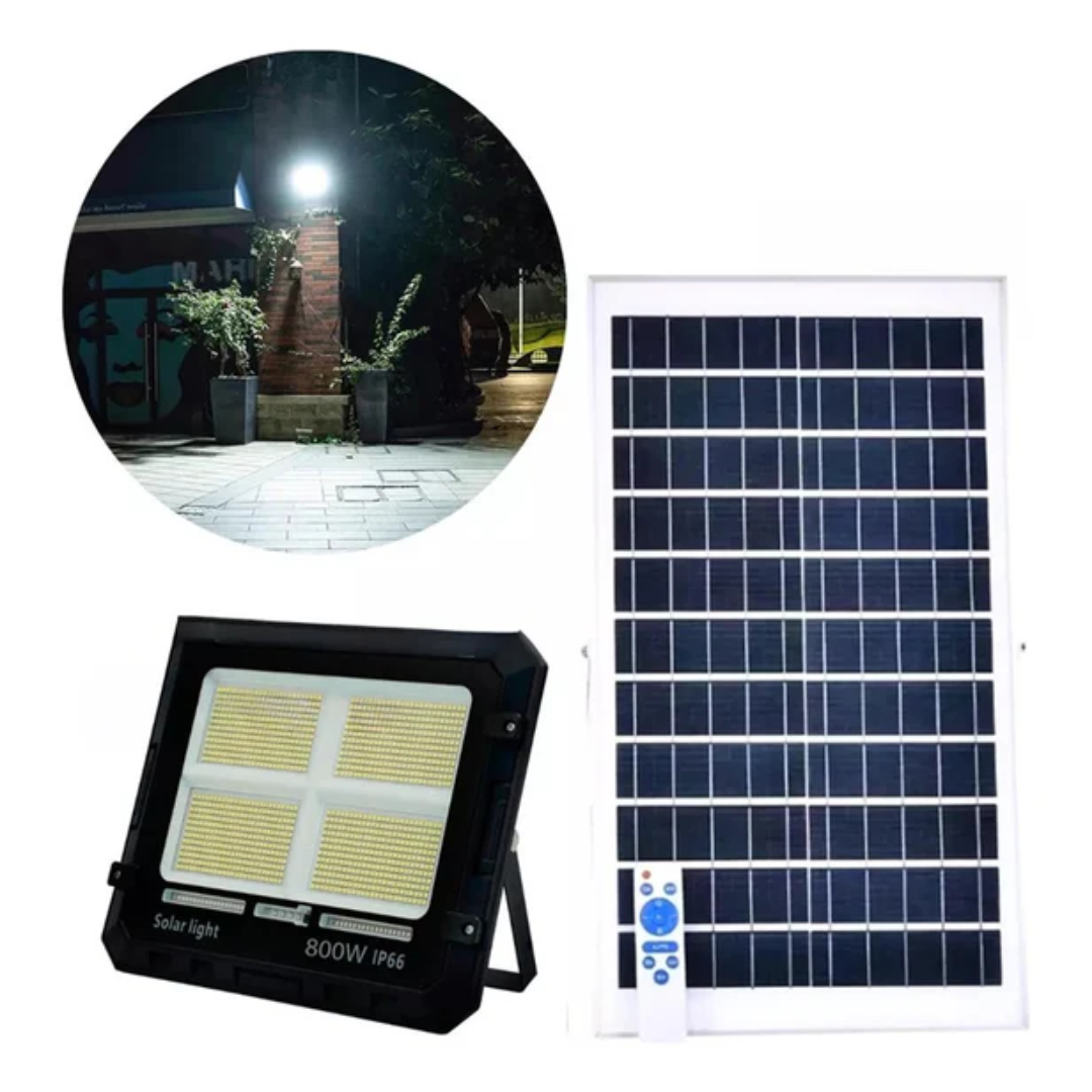 800W 户外太阳能聚光灯 + 太阳能电池板和遥控器