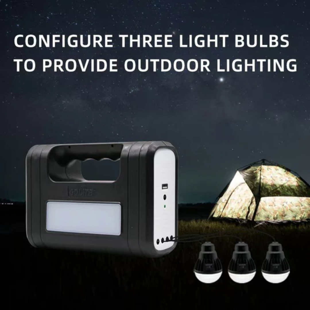 Nuevo Kit Solar De Emergencia /camping/usb/3 Ampolletas/8017