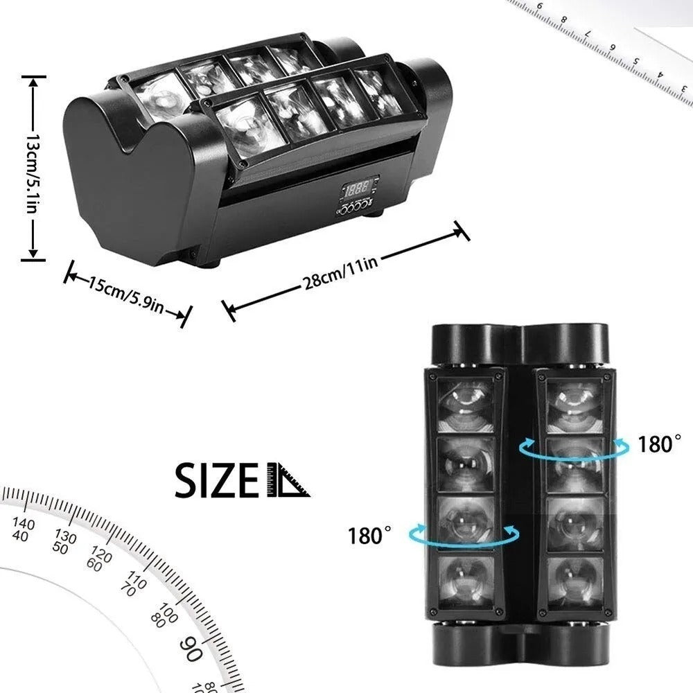 Cabeza Movil Led Spider Beam Rgbw Dmx 8x3w Luz Disco