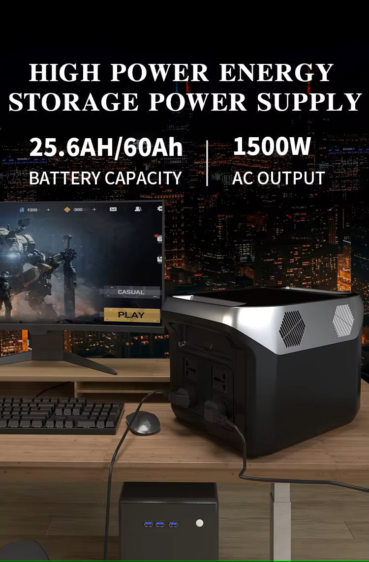 Generador De Energía Portátil Eléctrico Solar 1500w Brand