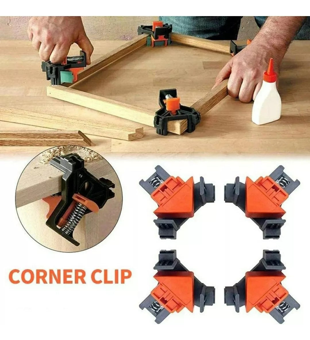 4 Abrazaderas Pinza Ángulo Recto Esquinera Unir Madera