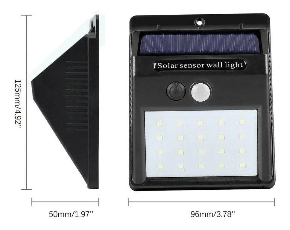 Foco Led Solar 20 Led Con Sensor Movimiento Exterior