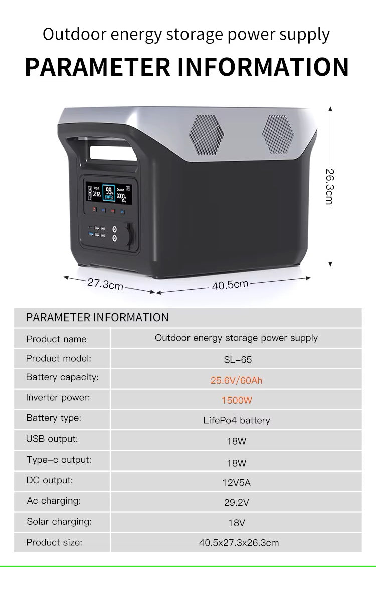 Generador De Energía Portátil Eléctrico Solar 1500w Brand