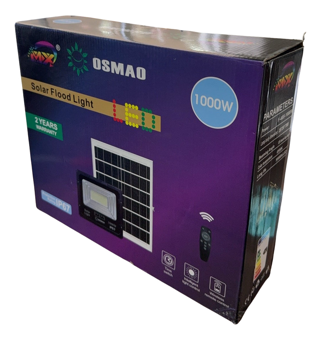 Foco Solar 1000w + Panel Solar Y Control Remoto