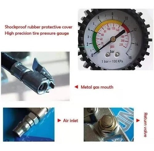 Pistola Para Inflar Y Calibrar Neumaticos Con Manometro
