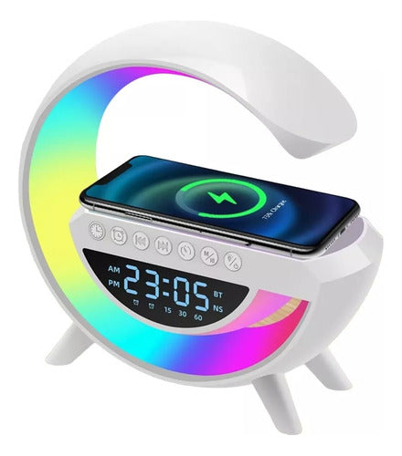 Lámpara Inteligente De Mesa Luces Bluetooth Cargador Reloj