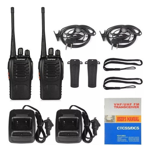 Pack 2 Radio Transmisor Walkie Baofeng 888s Con Manos Libres