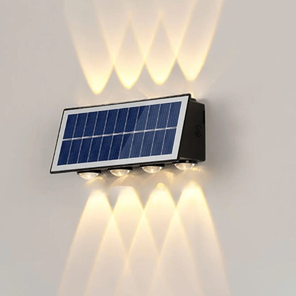 Apliqué Solar Bidireccional Impermeable 8leds Luz Calido