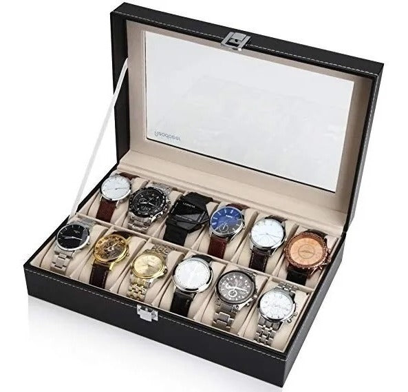 Organizador Estuche Caja 12 Relojes Exhibidor