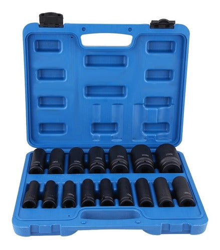 Juego Kit Set Dados De Impacto 1/2, 16 Piezas De 10 A 32 Mm