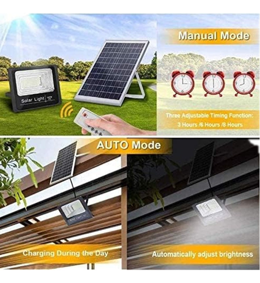 Foco Solar 1200w + Panel Solar Y Control Remoto