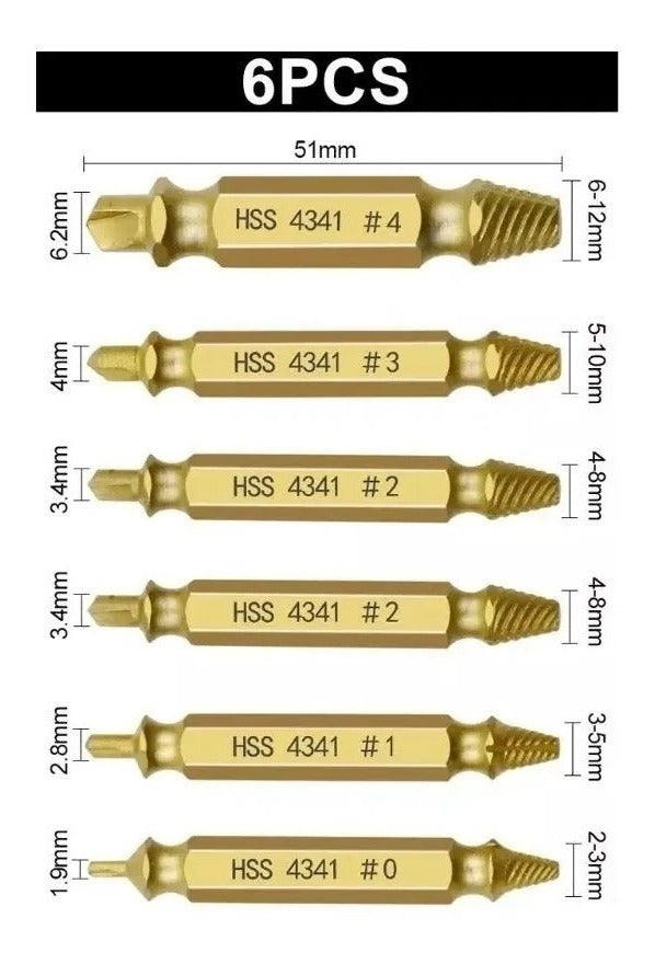 6 件套拆卸器，拆卸断裂螺栓和螺钉（轧制）/j057