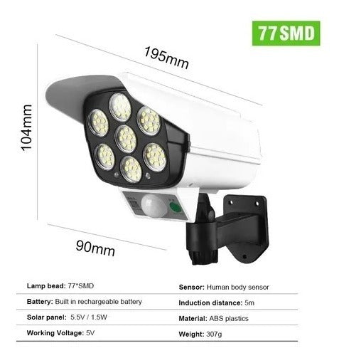 Foco Solar Tipo Camara Sensor De Movimiento + Control Remoto