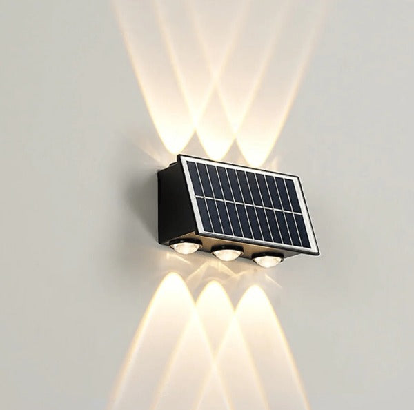 Apliqué Solar Bidireccional Impermeable 6leds Luz Calido
