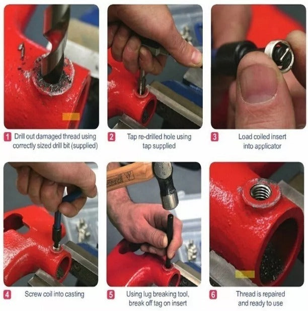 Kit 131 Insertos Helicoil Reparacion Hilos Dañados