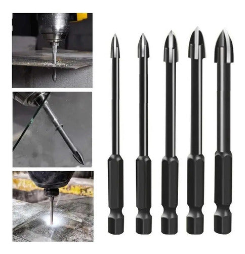 Set Brocas Doble Punta Flecha Hexagonal Cerámica 5-6-8-10-12