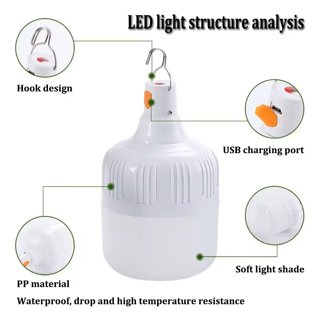 Lámpara Led 20w Recargable Camping Usb Cargador Carpa