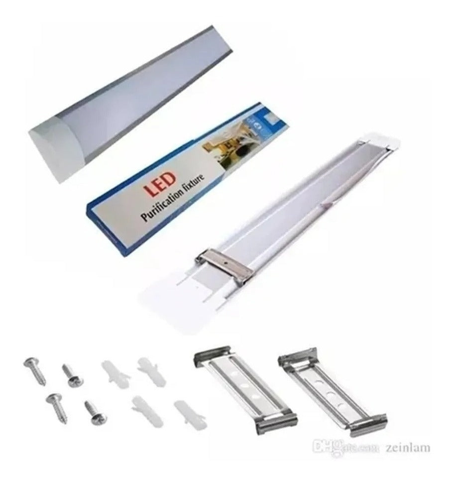 Foco Led Tubo Plano Iluminacion Luz 36w Canaleta 120cm