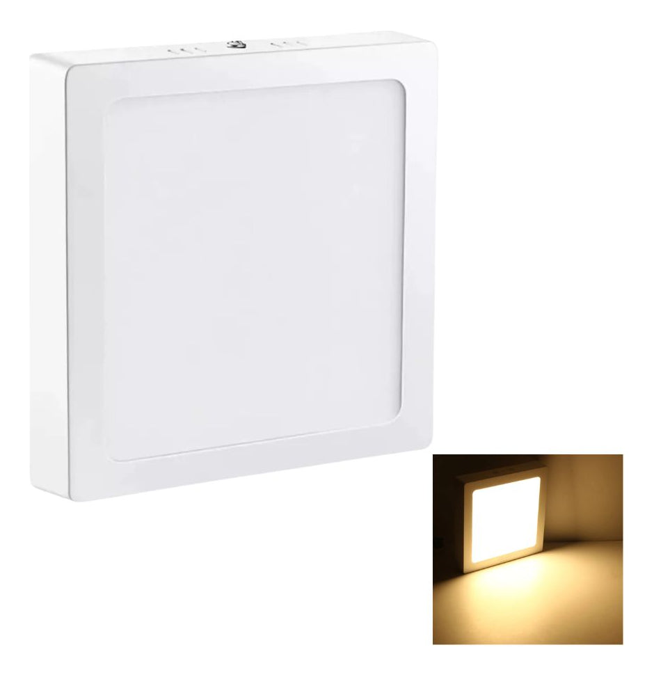 Foco Led Panel Plafon Sobrepuesto Cuadrado 12w Luz Calida