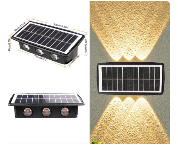 Apliqué Solar Bidireccional Impermeable 6leds Luz Calido