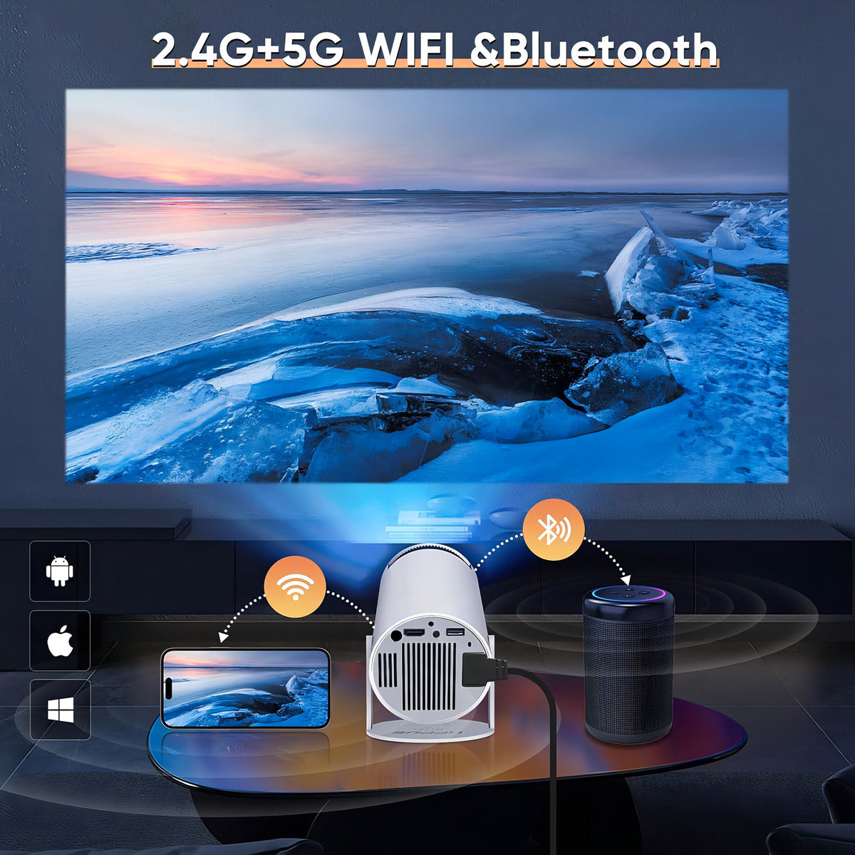 Proyector Mini Portatil Android Smart Tv 4k Hd Led 1080p