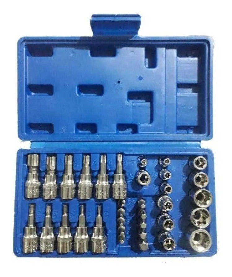 Set De Dados Tork Y Hembra De 34pcs Cuadrante 3/8 /j37