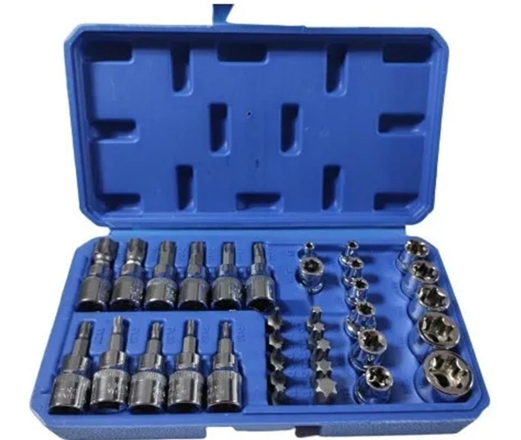 Set De Dados Tork Y Hembra De 34pcs Cuadrante 3/8 /j37