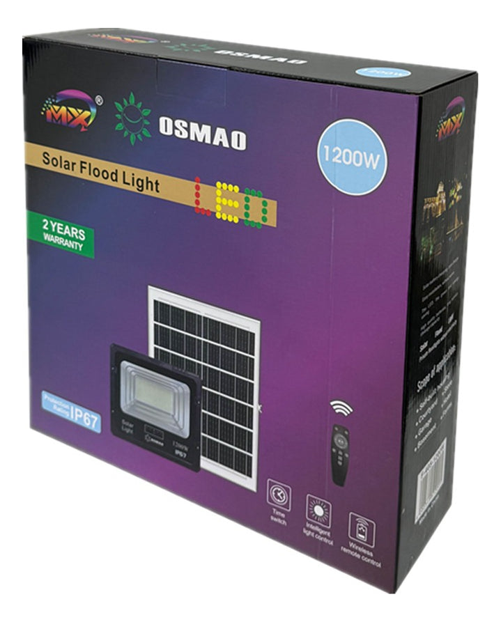 Foco Solar 1200w + Panel Solar Y Control Remoto