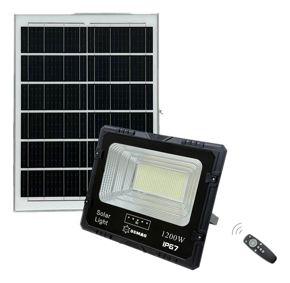 Foco Solar 1200w + Panel Solar Y Control Remoto