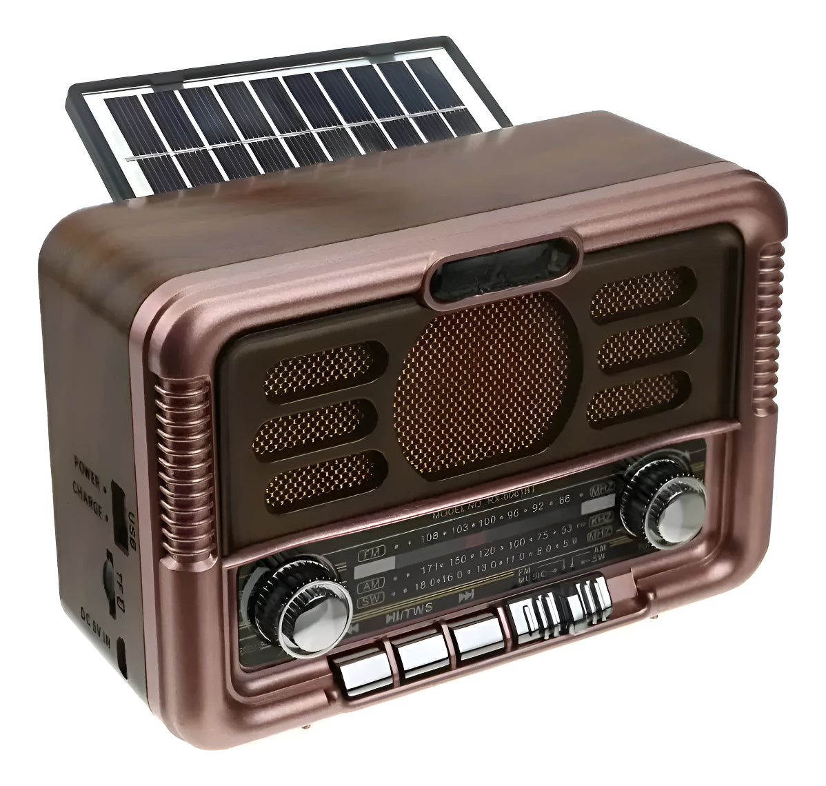 Radio Solar Con Batería Incorporada Bluetooth Mp3 Marron