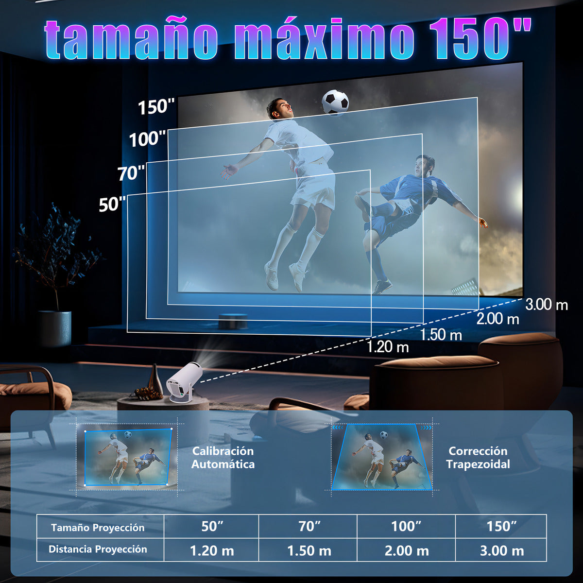 Proyector Mini Portatil Android Smart Tv 4k Hd Led 1080p