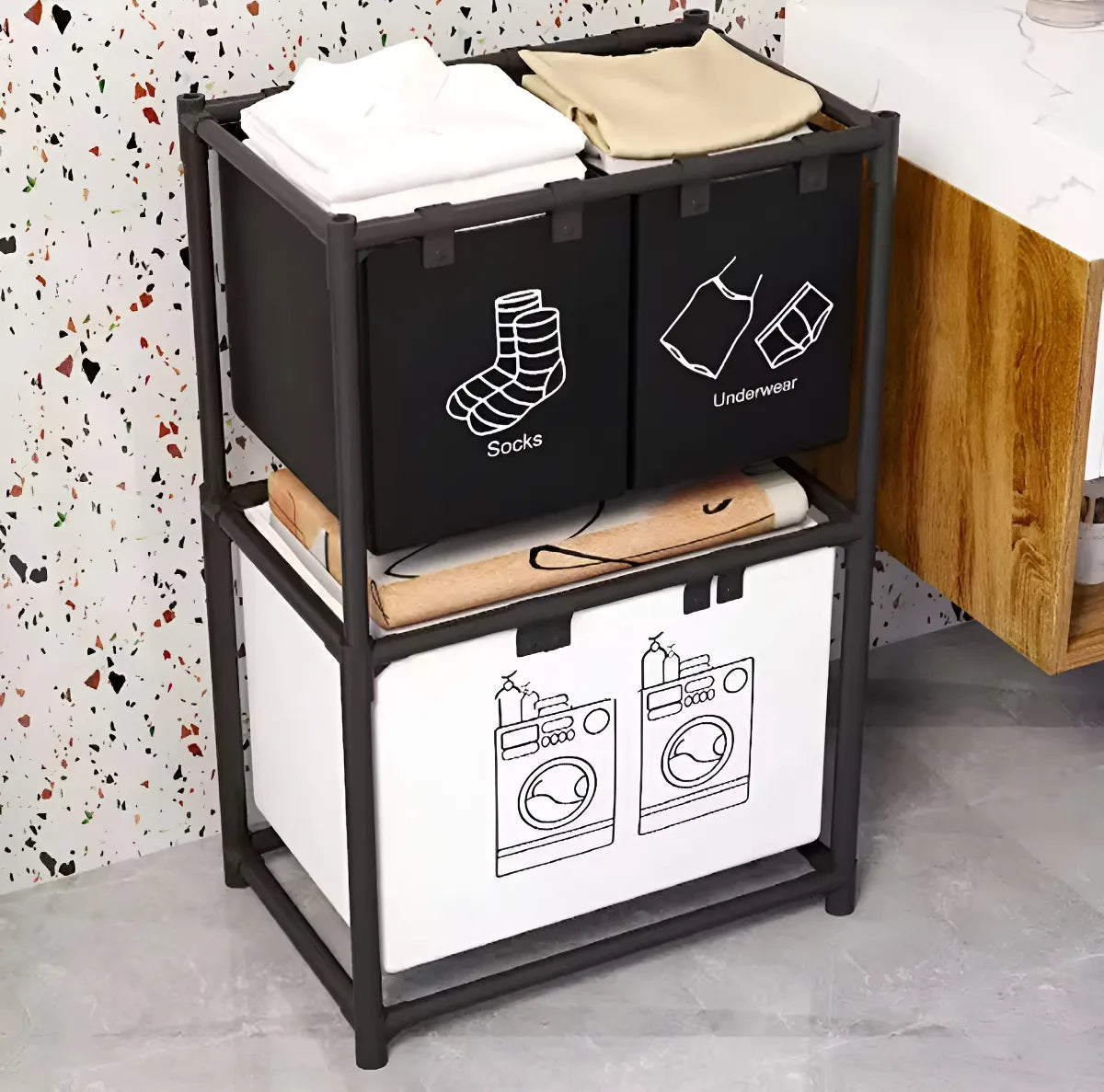 Cesta De Ropa Sucia 3 Compartimentos Espesar Accesorios Baño