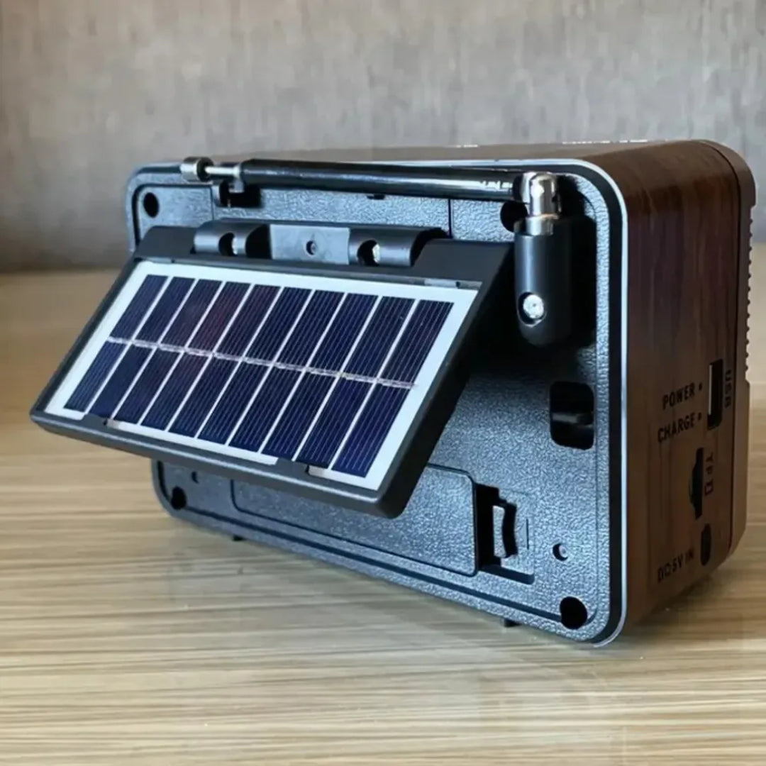Radio Solar Con Batería Incorporada Bluetooth Mp3 Marron