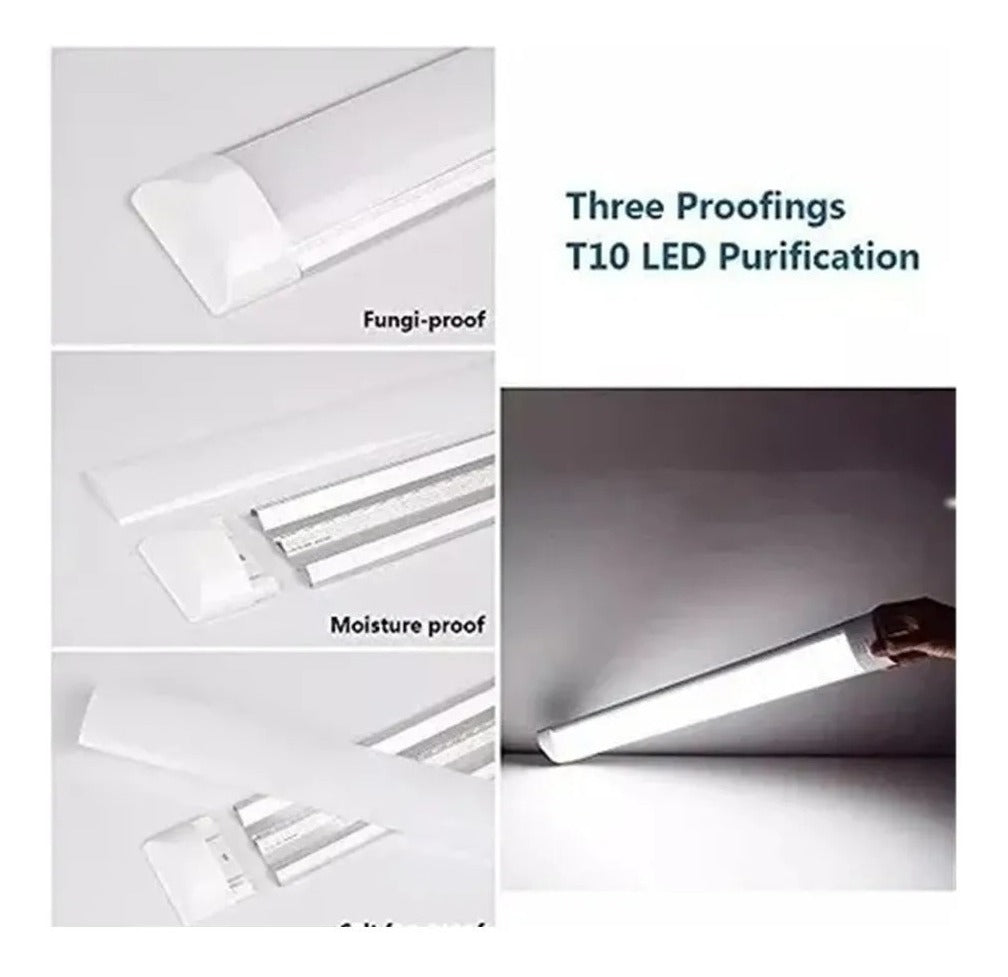 Foco Led Tubo Plano Iluminacion Luz 36w Canaleta 120cm