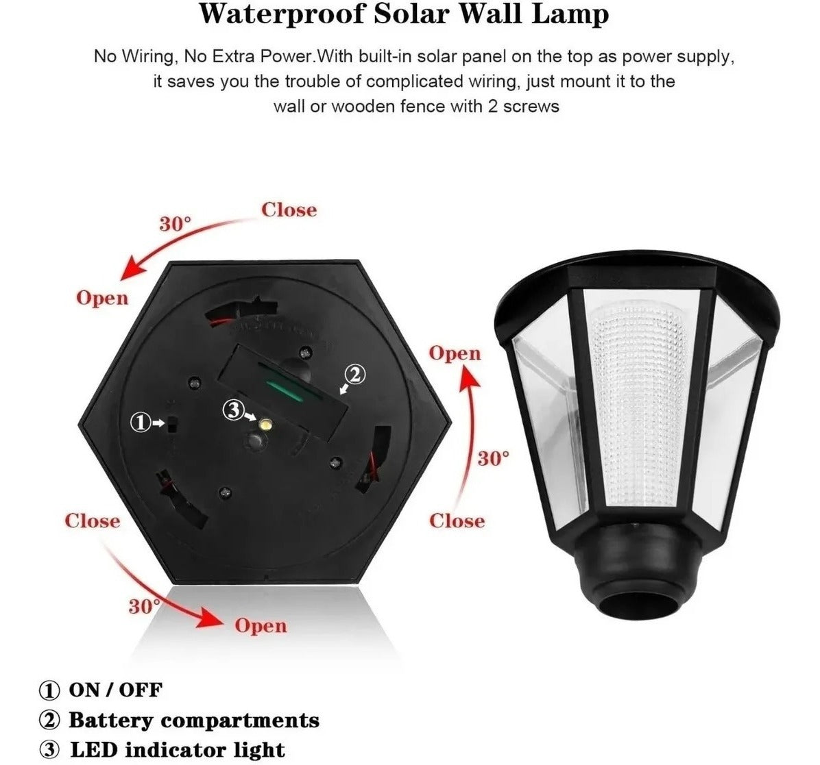 Foco Farol Led Solares Jardin O  Para Pared Luz Calida